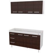 Combo Mueble Cocina Mosconi 1,40m Sin Bacha Blanco Chocolate