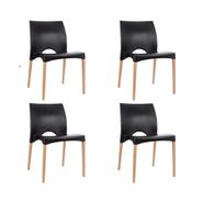 Set DE 4 SILLAS CANNES NEGRAS PATAS DE MADERA