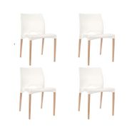 Set de 4 Sillas Cannes Blanca Patas de Madera