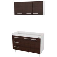 Combo Mueble Cocina Mosconi 1,20m Sin Bacha Blanco Choco