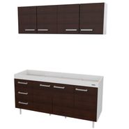 Combo Mueble Cocina Mosconi 1,60m Sin Bacha Blanco Chocolate