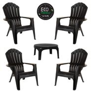 JUEGO DE 4 SILLONES MIAMI CON MESA PUKET NEGRO ECOLOGICO