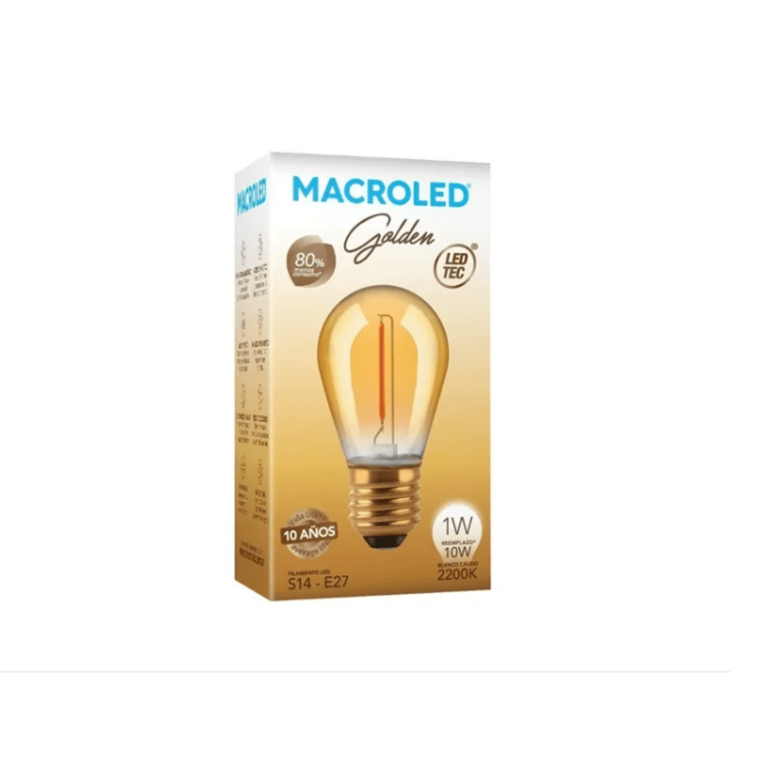 Pack X 10 Lamparas Vintage Led Filamento Gota 1w E27 Ámbar