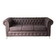 Sillon Chesterfield 3 Cuerpos Cuero Tex Chocolate / CUERO TEX
