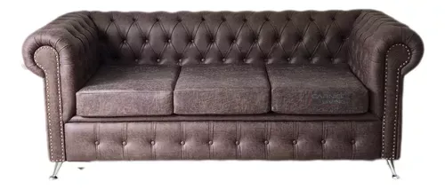 Sillon-Chesterfield-3-Cuerpos-Cuero-Tex-Chocolate---CUERO-TEX