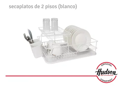 Escurridor-Secaplatos-Cubiertos-Hudson-2-Pisos-Acero-Blanco