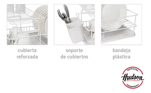 Escurridor-Secaplatos-Cubiertos-Hudson-2-Pisos-Acero-Blanco