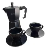 Set-Cafetera-Italiana---2-Pocillos-y--Plato-de-Porcelana