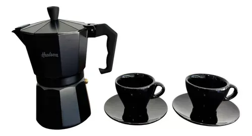 Set-Cafetera-Italiana---2-Pocillos-y--Plato-de-Porcelana