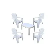 4 Sillones MIAMI + Mesa MONOBLOCK color BLANCO