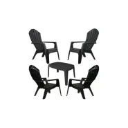 4 Sillones MIAMI + Mesa MONOBLOCK color NEGRO