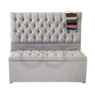 Respaldo Chenille 170cm + Baulera Pie De Cama 140cm