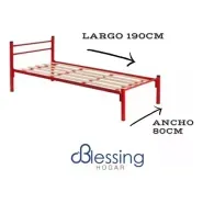 Cama De 1 Plaza Caño Reforzada Rojo 1ra Calidad
