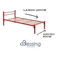 Cama De 1 Plaza Caño Reforzada Rojo
