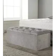 Baulera Pie De Cama Capitone Pana 2 Plazas 140cm