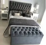 Baulera-Pie-De-Cama-Capitone-Pana-2-Plazas-140cm-