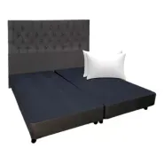 Base Sommier Eco Cuero 200x200 + Respaldo 2mts + 2 Almohadas