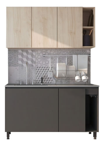 Combo-De-Cocina-Moderno-Bajo-Mesada---Alacena-140-Premium-Color-Roble-Kendal-Natural--Gris-Sombra