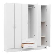 Placard Ropero 1,69 Mts 6 Ptas. De Abrir 2 Cajones Blanco ++