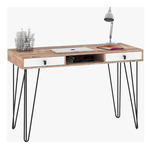Escritorio-Moderno-Mesa-Pc-Industrial-2-Cajones---Estante
