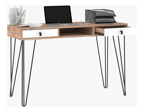 Escritorio-Moderno-Mesa-Pc-Industrial-2-Cajones---Estante