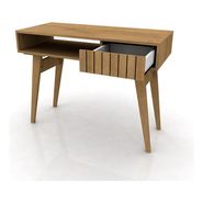 Escritorio Mesa Pc Nordico C/ Cajon Varillado Y Estante + + Color Roble Miel