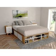 Cama Box Base Sommier Funcional 2plazas 4 Cajones + Zapatero