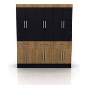 Placard Ropero Nordico 12 Ptas Abrir 3 Caj Melamina Lustre Color Roble Miel - Negro