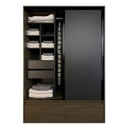 Placard Ropero 150 Premium 2 Puertas Corredizas Zapatero + + Color Nogal Con Negro