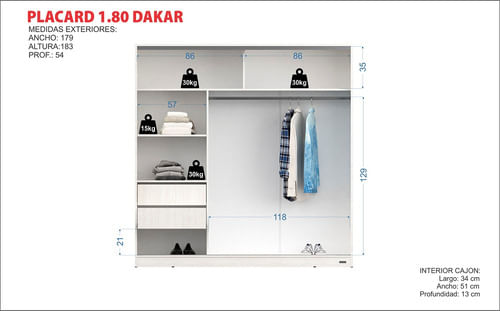 Placard-Ropero-180-Melamina-2-Puertas-Corredizas-2-Cajones-Wengue
