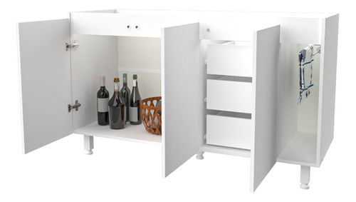 Mueble-Bajo-Mesada-140-Cm-Moderna-Cocina-3-Puertas-Melamina-BLANCO-LACA