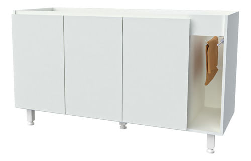 Mueble-Bajo-Mesada-140-Cm-Moderna-Cocina-3-Puertas-Melamina-BLANCO-LACA