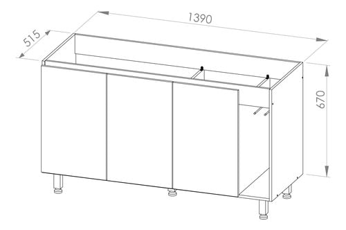 Mueble-Bajo-Mesada-140-Cm-Moderna-Cocina-3-Puertas-Melamina-BLANCO-LACA