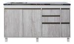 Mueble-Bajo-Mesada-Cocina-140-Cm-2-Ptas-5-Caj---Sin-Bacha-PINO-CASCINA-con-perfiles-color-bronce