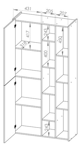 Biblioteca-Estanteria-Minimalista-2-Puertas-Organizador-Roble-Davos-Gris-Arcilla