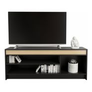 Mesa Rack Tv Led Abierta 1,35m Con Estante Color Negro Olmo