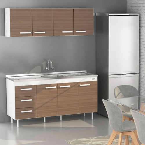 Combo-Mueble-Alacena---Bajo-Mesada-160-Mts-Melamina-S-bacha-Blanco-Carvalho-Mezzo