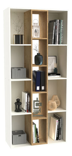 Biblioteca-Con-Estantes-Moderna-Minimalista-Oficina-Roble-Natural-Blanco