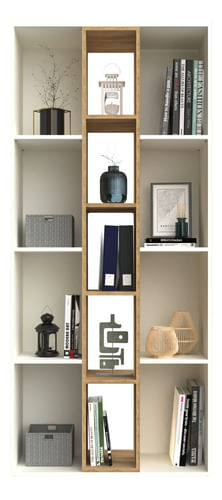 Biblioteca-Con-Estantes-Moderna-Minimalista-Oficina-Roble-Natural-Blanco