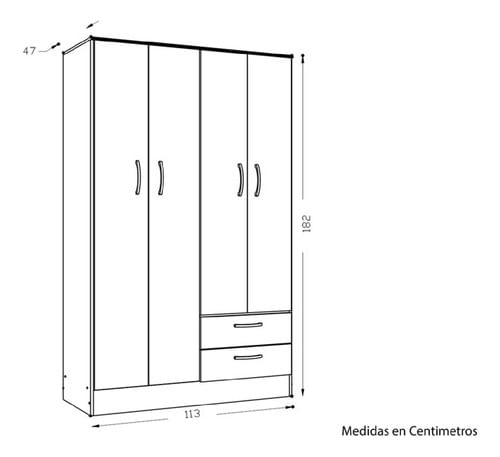 Placard-Ropero-Armario-Guardado-113cm-Tana-Eco-4-Ptas-Abrir-Nevada