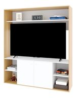 Modular-Rack-Centro-Entretenimiento-Panel-Led-Tv-Melamina----Roble-Natural-con-Blanco
