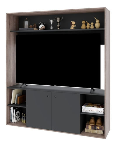 Modular-Rack-Centro-Entretenimiento-Panel-Led-Tv-Melamina---Envio-Sin-Cargo-Capital-Federal-Nebraska-con-Negro