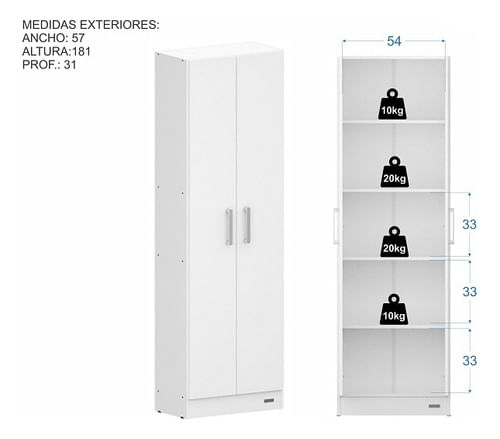 Despensero-Multifuncion-180-Biblioteca-Estanteria-C--Puertas-Blanco-con-frente-Wengue