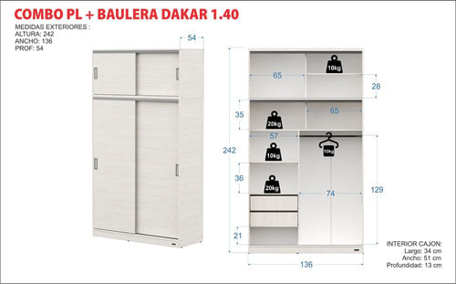 Combo-De-Placard---Baulera-140-Mtrs-Con-Puertas-Corredizas-Blanco