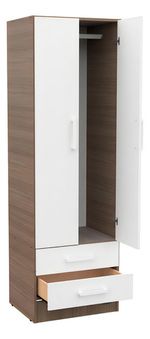Placard-2-Puertas-2-Cajones-Dakar-Chocolate-Color-Carvalhomezzo-Frente-Blanco