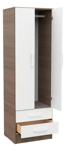 Placard-2-Puertas-2-Cajones-Dakar-Chocolate-Color-Carvalhomezzo-Frente-Blanco