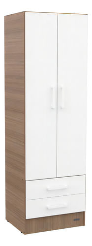 Placard-2-Puertas-2-Cajones-Dakar-Chocolate-Color-Carvalhomezzo-Frente-Blanco