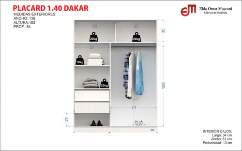 Placard-Mosconi-Dakar-2p-183-X-136-Color-Blanco-De-Mdp-Con-2-Puertas-Corredizas