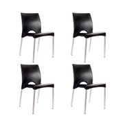 Set de 4 Sillas Boston Patas de aluminio Negro