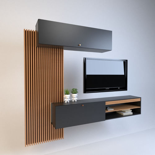 Rack-Tv-Flotante-Moderno-Centro-De-Entretenimiento--------Olmo-con-Negro